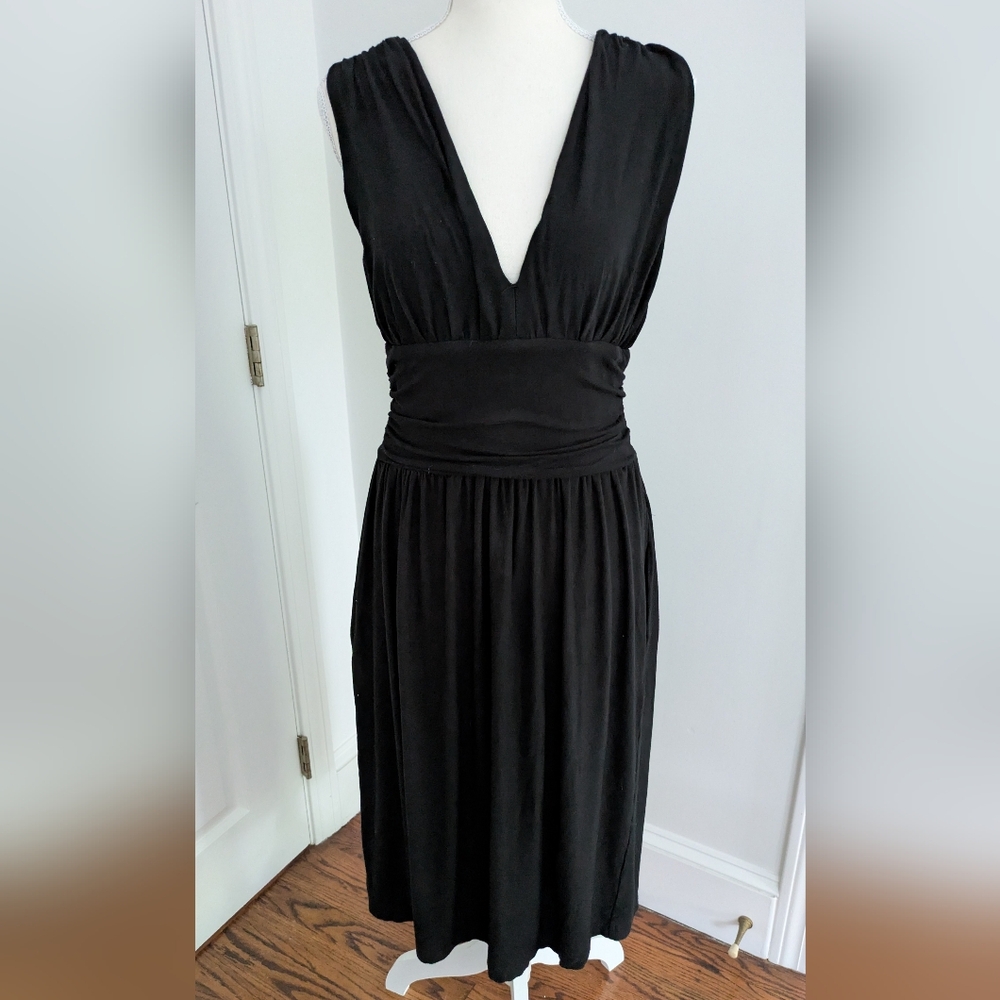 Betsey JOHNSON black jersey knit dress, Sz M  With pockets!